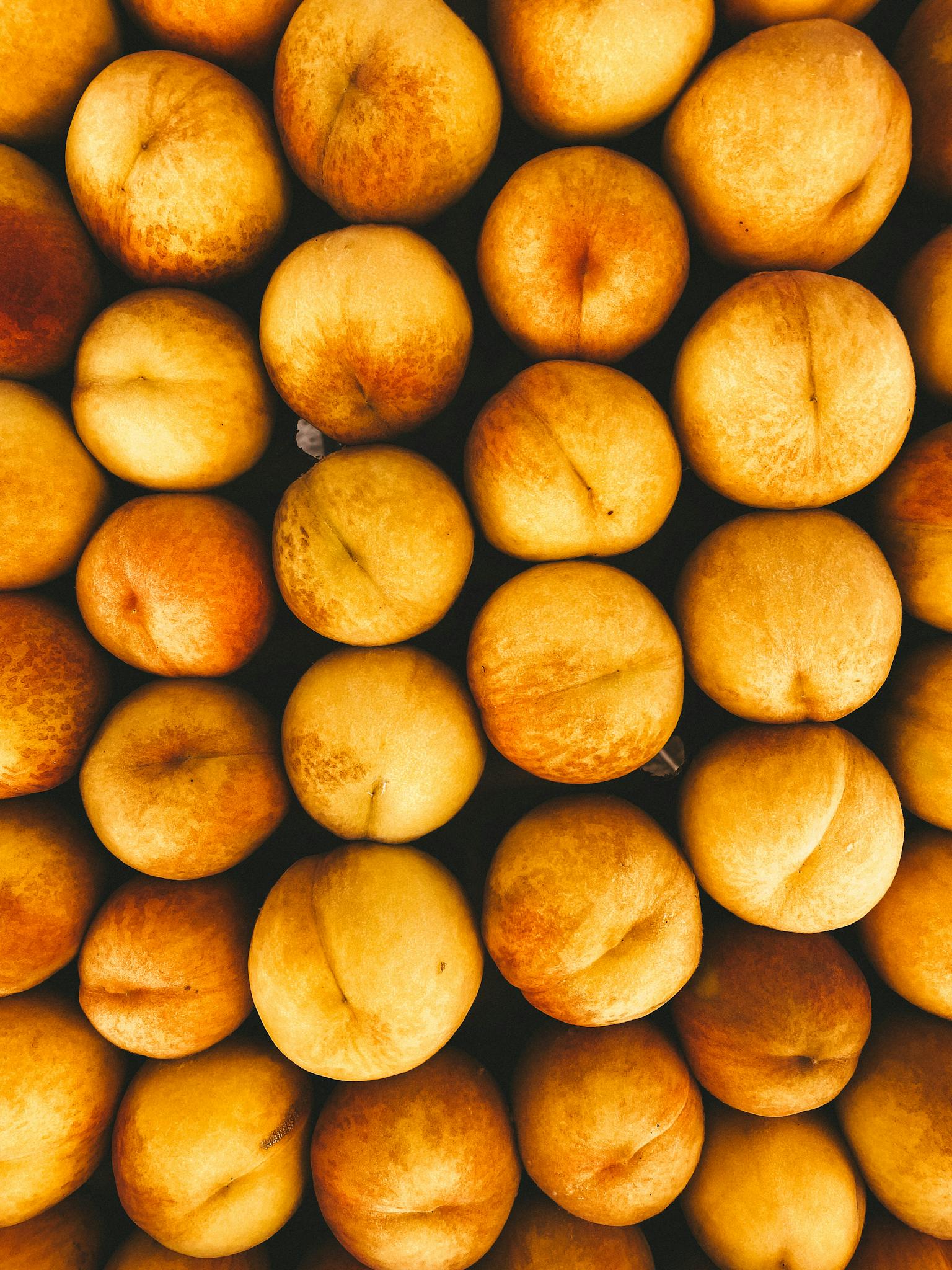 Vivid close-up of fresh apricots arranged in a pattern from above, showcasing natural texture.